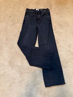KENSIE Vintage Luxe Kaya High Rise Wide Leg Black Women Straight Leg Jeans 4/27